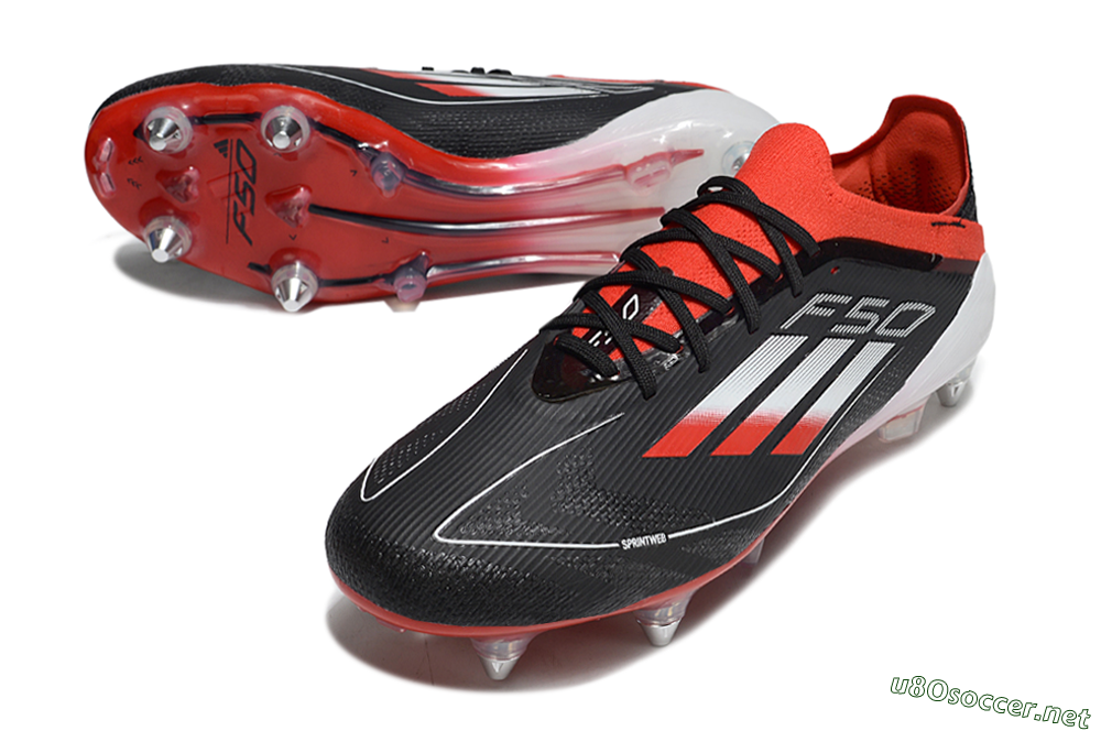 Men's Adidas F50 Elite SG Football Boots - Black/Red/Silver 3
