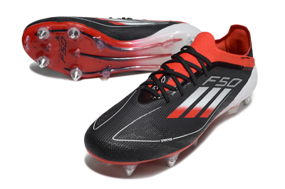 Men's Adidas F50 Elite SG Football Boots - Black/Red/Silver
