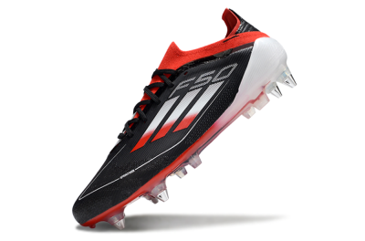 Men's Adidas F50 Elite SG Football Boots - Black/Red/Silver