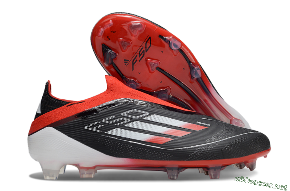 Unisex Adidas F50 Elite Laceless FG Football Boots - Black/Red/Silver 2