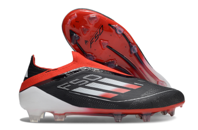 Unisex Adidas F50 Elite Laceless FG Football Boots - Black/Red/Silver