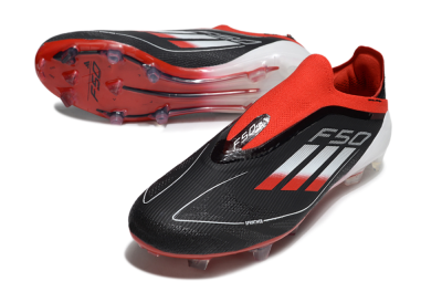 Unisex Adidas F50 Elite Laceless FG Football Boots - Black/Red/Silver
