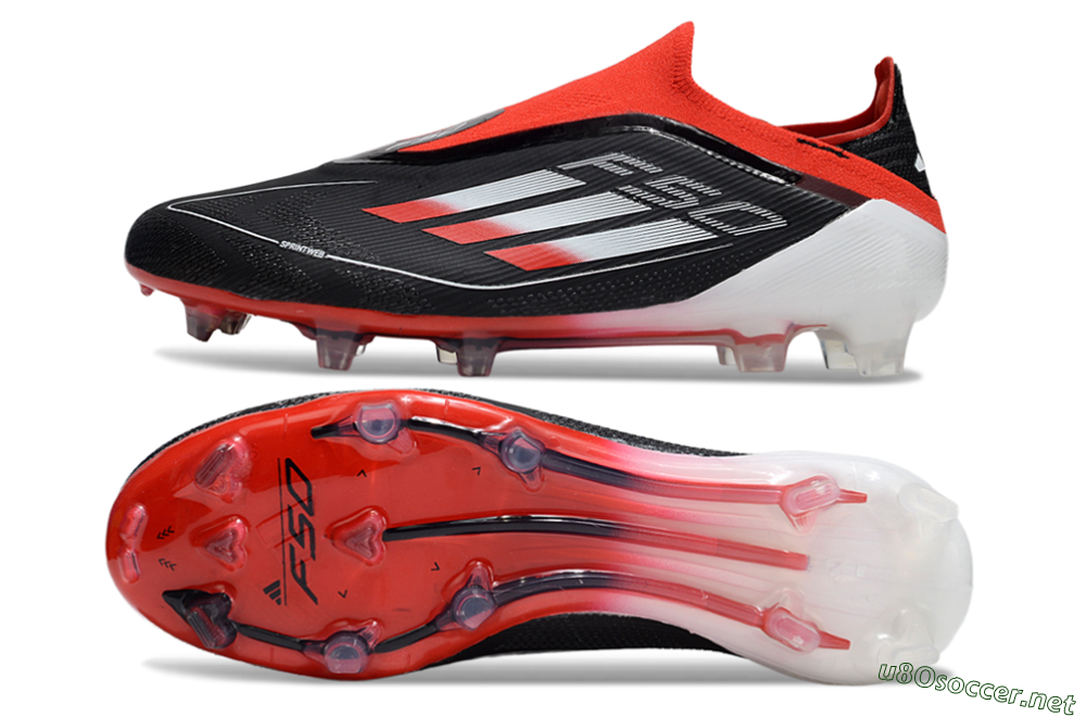 Unisex Adidas F50 Elite Laceless FG Football Boots - Black/Red/Silver 1