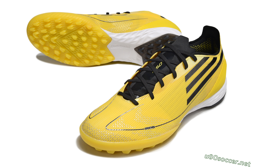 Men's Adidas F50 Pro TF Football Shoes - Yellow/Black/White 3