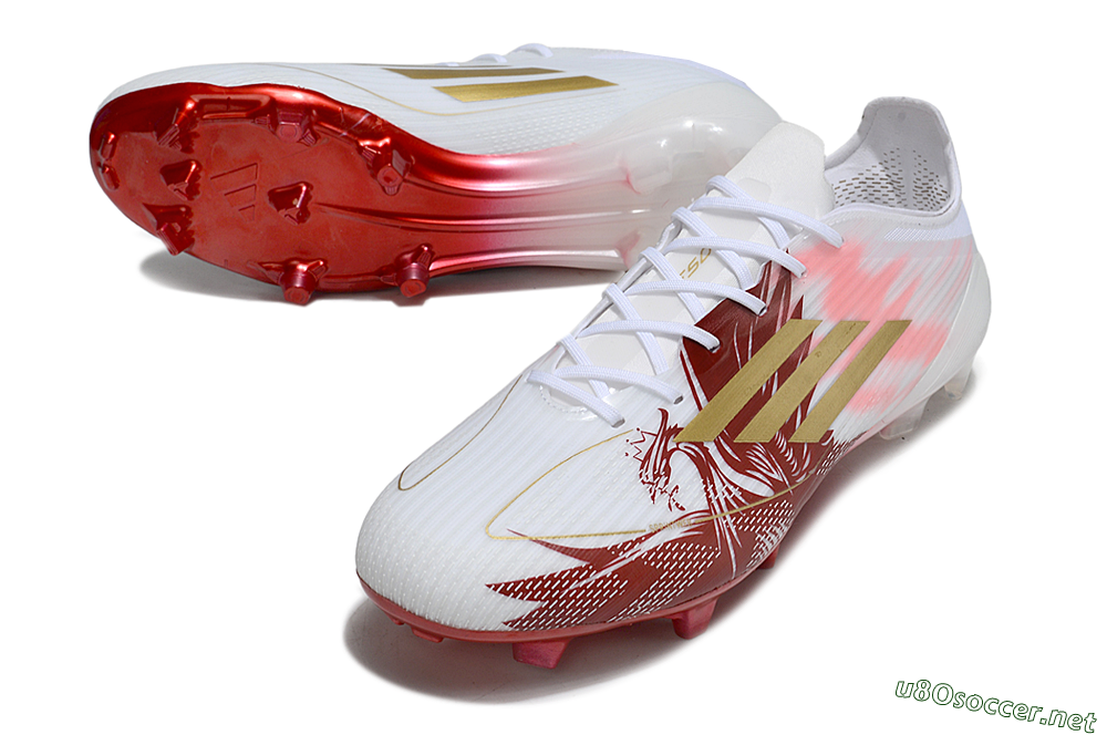 Unisex Adidas F50 Elite FG Football Boots - White/Red/Gold 3