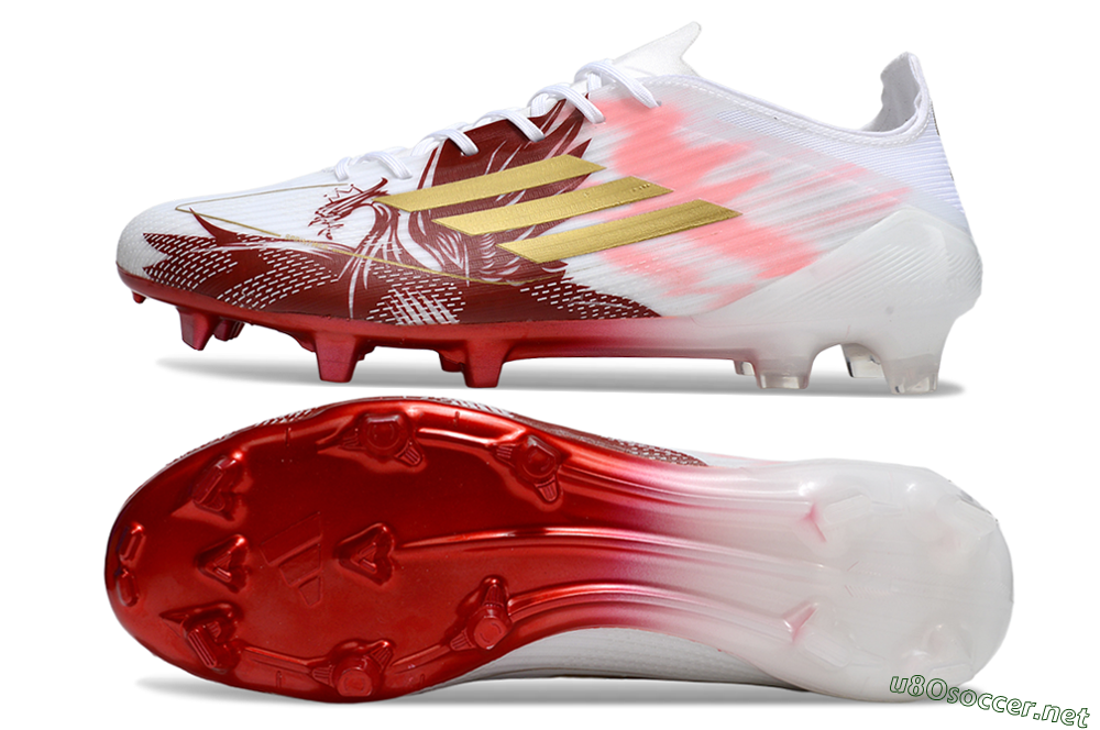 Unisex Adidas F50 Elite FG Football Boots - White/Red/Gold 1