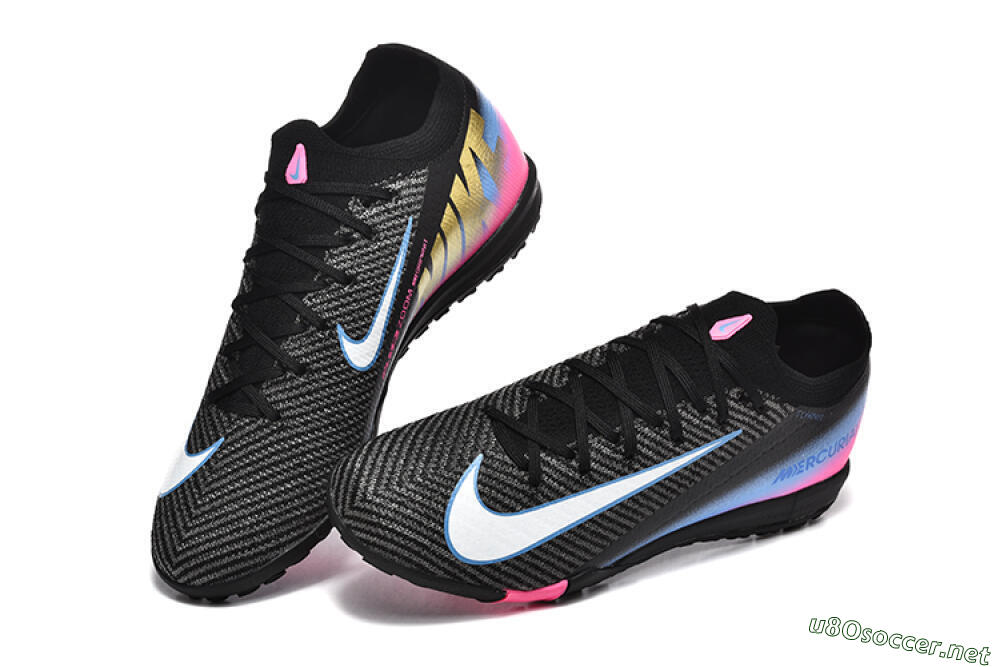 Men's Nike Air Zoom Mercurial Vapor 15 Elite TF Football Boots - Black/White/Blue/Pink 6