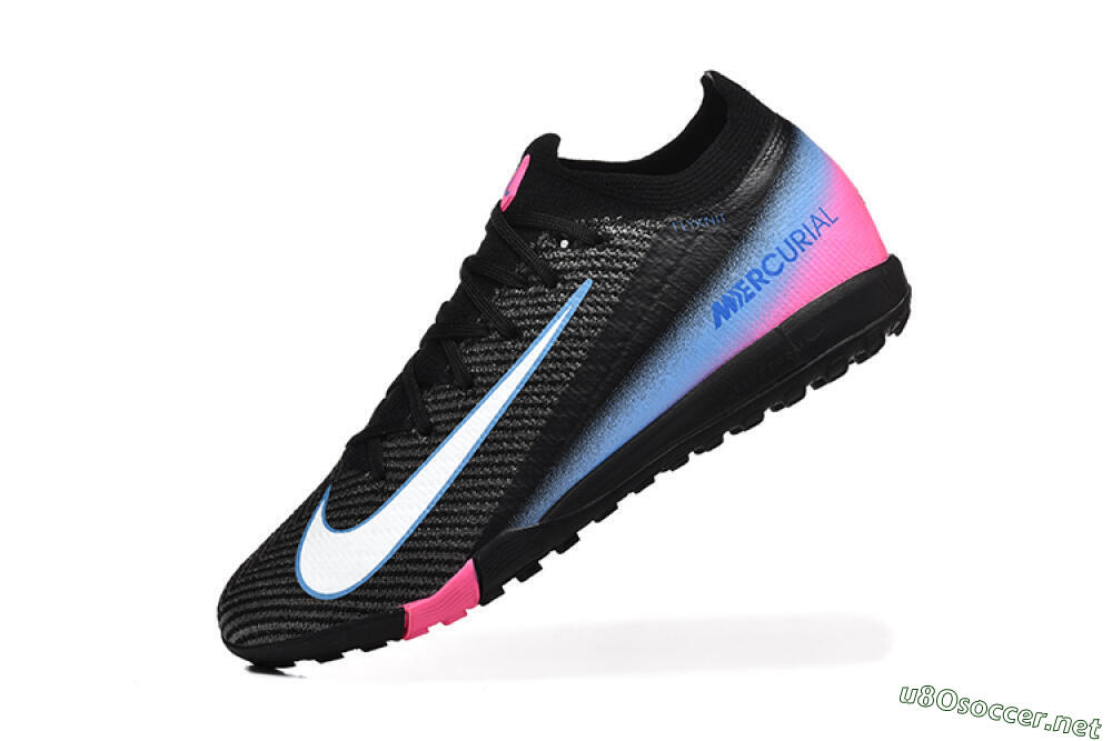 Men's Nike Air Zoom Mercurial Vapor 15 Elite TF Football Boots - Black/White/Blue/Pink 8
