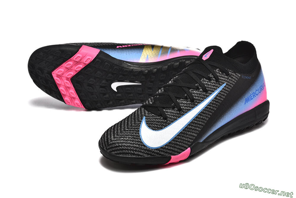 Men's Nike Air Zoom Mercurial Vapor 15 Elite TF Football Boots - Black/White/Blue/Pink 3