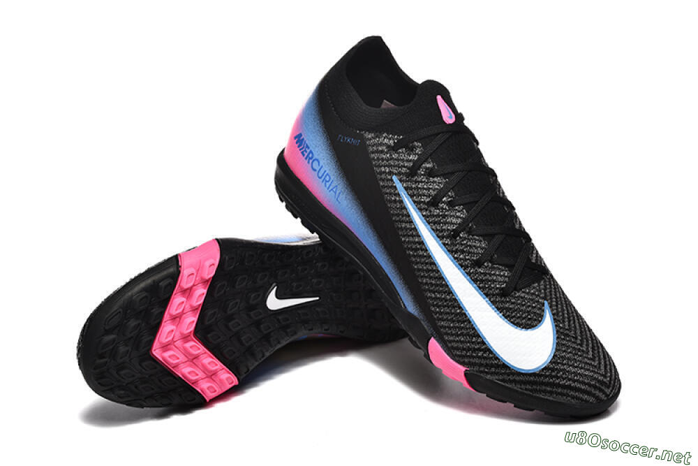 Men's Nike Air Zoom Mercurial Vapor 15 Elite TF Football Boots - Black/White/Blue/Pink 4