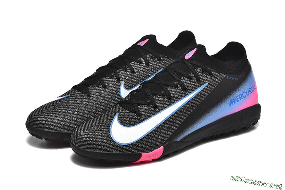 Men's Nike Air Zoom Mercurial Vapor 15 Elite TF Football Boots - Black/White/Blue/Pink 5