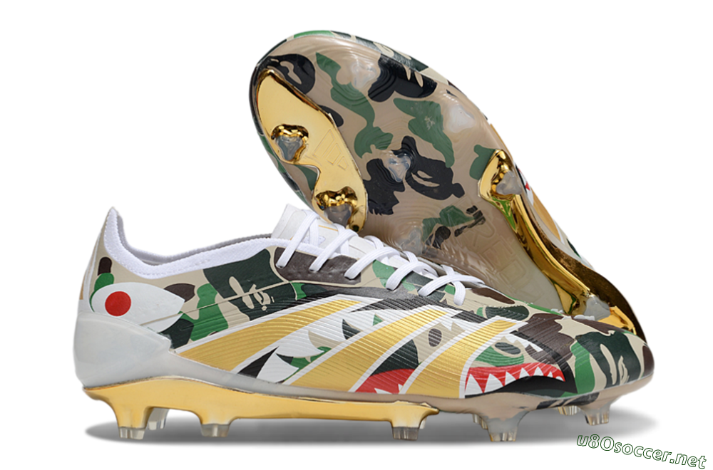 Unisex Adidas Predator 25 Elite FG Football Boots - Camo/White/Gold 2