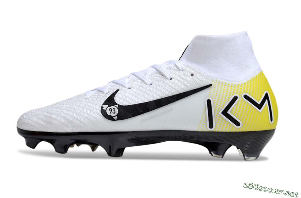 Unisex KM x Nike Air Zoom Mercurial Superfly 10 Elite FG Football Boots - White/Black/Yellow 0
