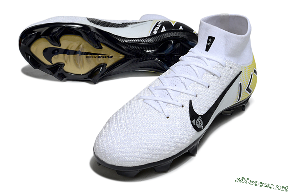Unisex KM x Nike Air Zoom Mercurial Superfly 10 Elite FG Football Boots - White/Black/Yellow 3