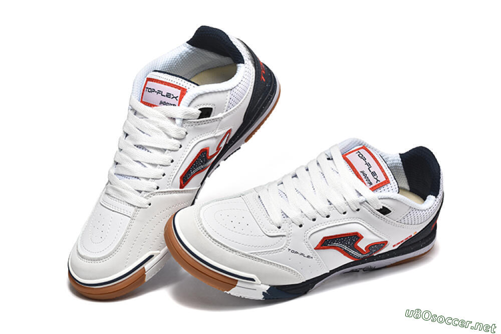Men's Joma Top Flex IC Football Shoes - White/Red/Black 6