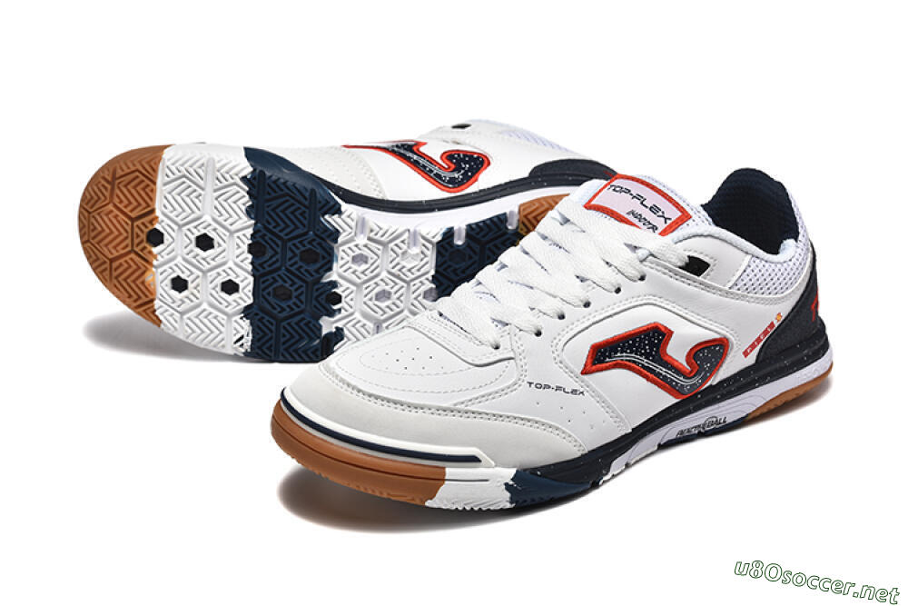 Men's Joma Top Flex IC Football Shoes - White/Red/Black 3