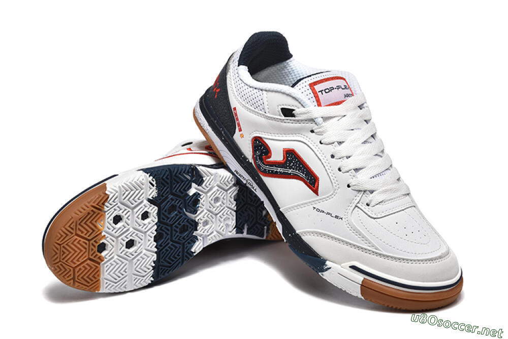 Men's Joma Top Flex IC Football Shoes - White/Red/Black 4