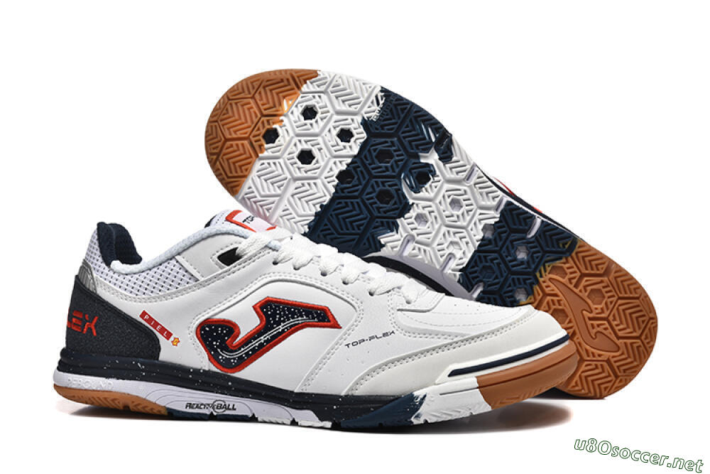 Men's Joma Top Flex IC Football Shoes - White/Red/Black 2