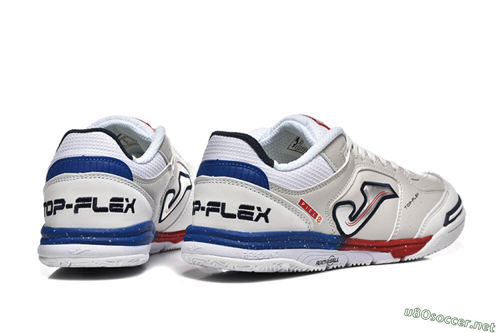 Men's Joma Top Flex IC Football Shoes - White/Red/Blue 9