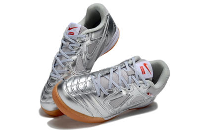 Men's Supreme x Nike SB Gato IC Football Shoes - Silver/White/Brown