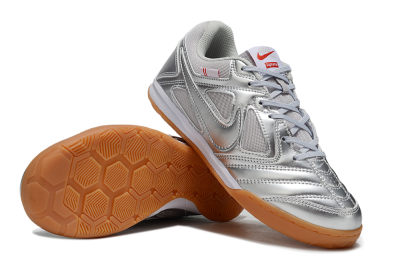 Men's Supreme x Nike SB Gato IC Football Shoes - Silver/White/Brown