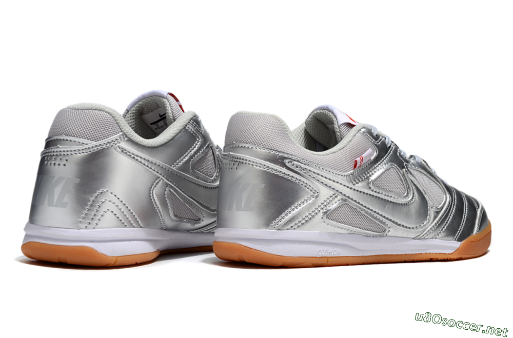 Men's Supreme x Nike SB Gato IC Football Shoes - Silver/White/Brown 6