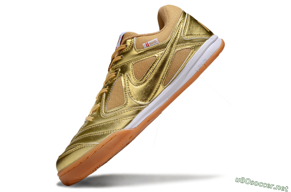 Men's Supreme x Nike SB Gato IC Football Shoes - Gold/White/Brown 5