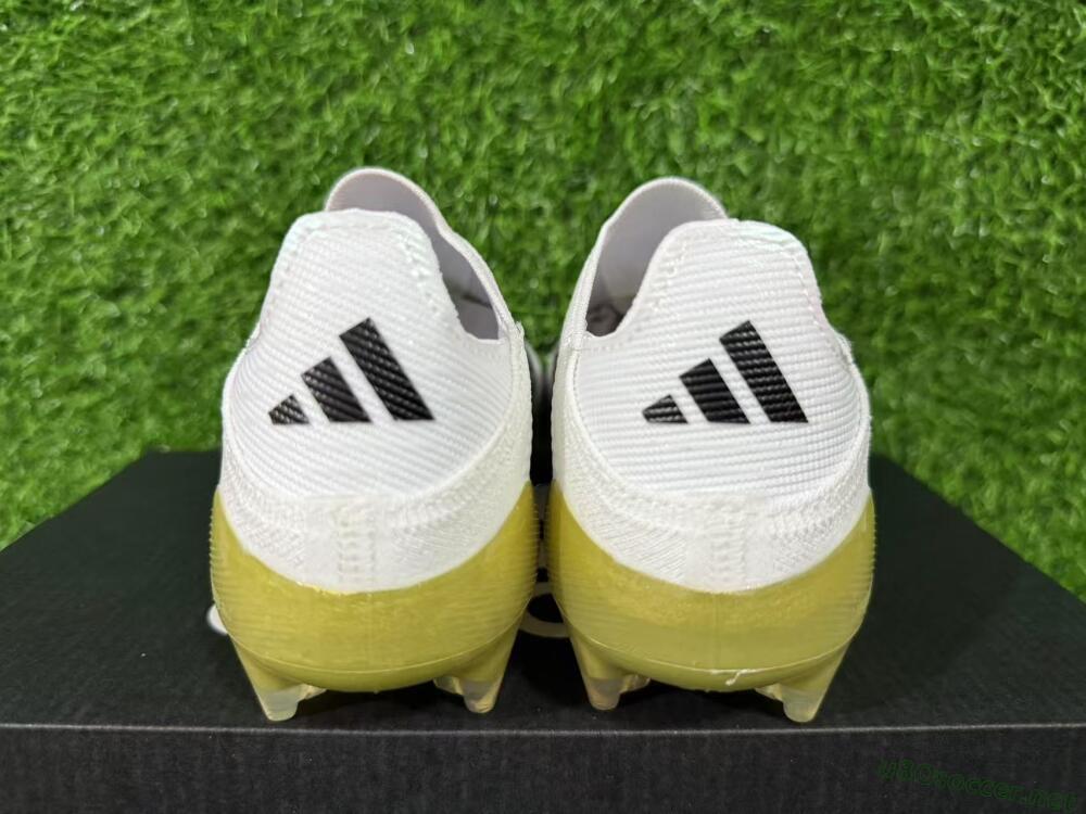 Unisex Adidas F50 Elite Laceless FG Football Boots - White/Purple/Black/Gold