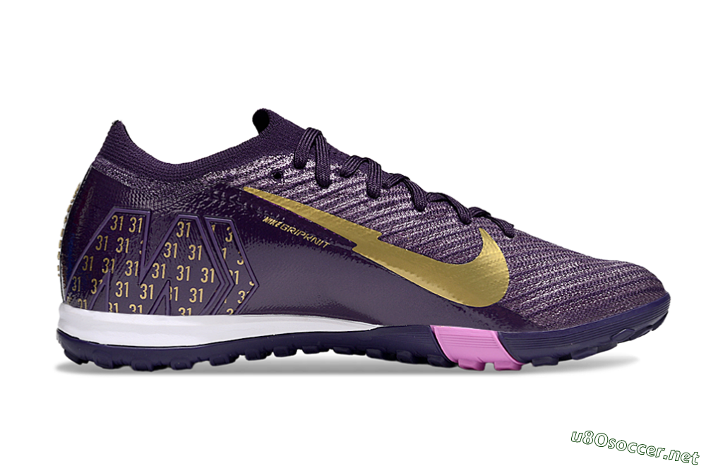 Unisex KM x Nike Air Zoom Mercurial Vapor 16 Elite TF Football Shoes - Purple/Gold/Pink 4