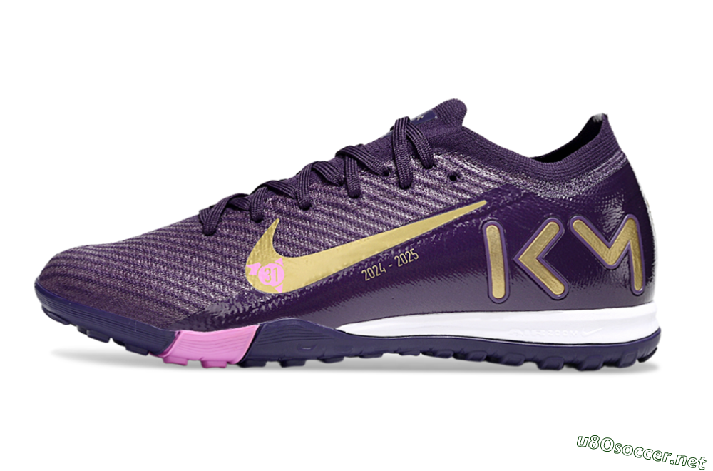 Unisex KM x Nike Air Zoom Mercurial Vapor 16 Elite TF Football Shoes - Purple/Gold/Pink 0