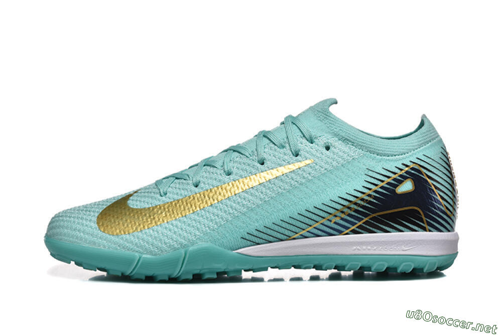 Men's Nike Air Zoom Mercurial Vapor 16 Elite TF Football Shoes - Jade/Gold/Black 0