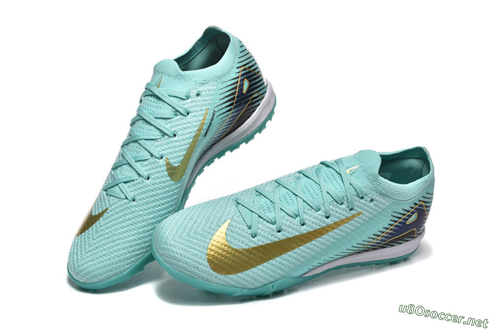 Men's Nike Air Zoom Mercurial Vapor 16 Elite TF Football Shoes - Jade/Gold/Black 6