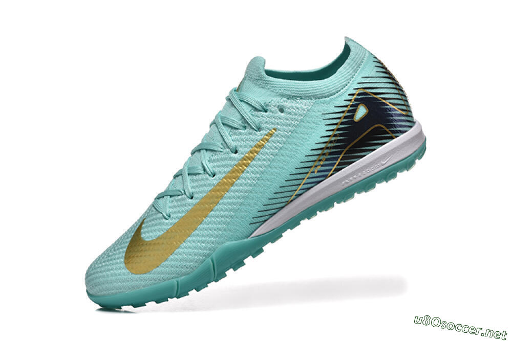Men's Nike Air Zoom Mercurial Vapor 16 Elite TF Football Shoes - Jade/Gold/Black 8