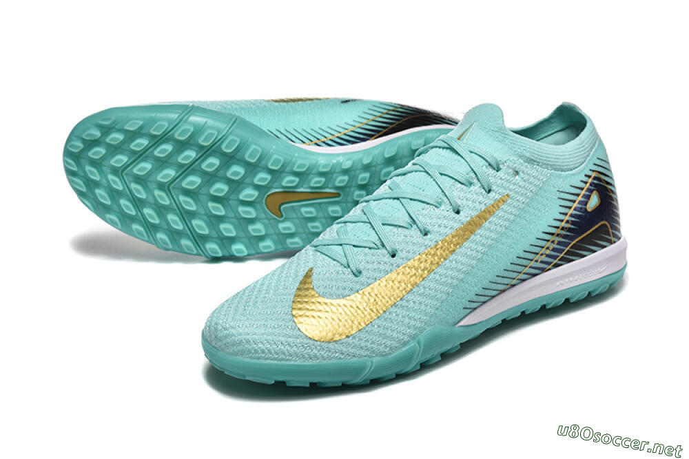 Men's Nike Air Zoom Mercurial Vapor 16 Elite TF Football Shoes - Jade/Gold/Black 3