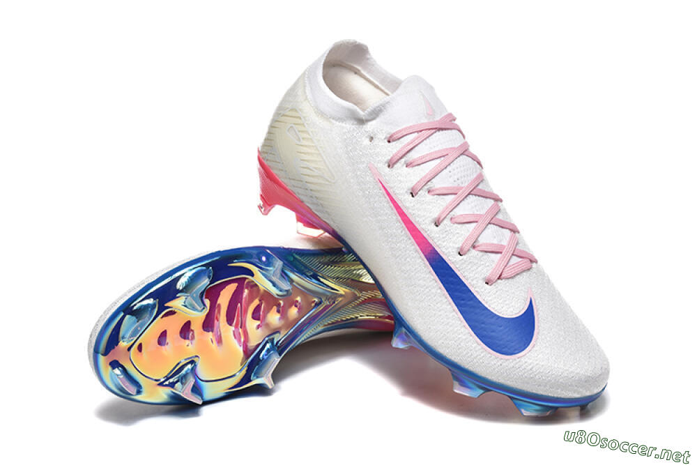 Men's Nike Air Zoom Mercurial Vapor 16 Elite FG Football Boots - White/Blue/Pink 4