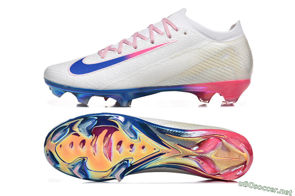 Men's Nike Air Zoom Mercurial Vapor 16 Elite FG Football Boots - White/Blue/Pink 1
