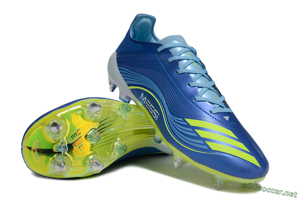 Men's Messi x Adidas F50 Elite SG Football Boots - Blue/Yellow/White 3