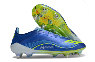 Men's Messi x Adidas F50 Elite SG Football Boots - Blue/Yellow/White