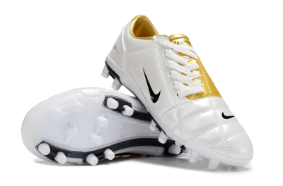 Unisex Nike Air Zoom Total 90 III FG Football Boots - White/Black/Gold