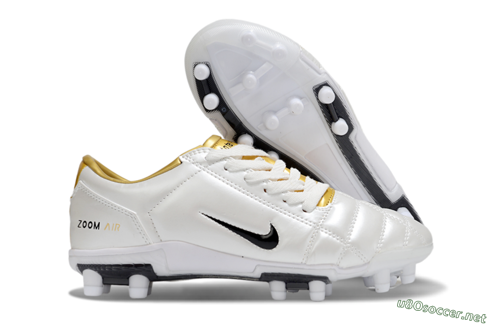 Unisex Nike Air Zoom Total 90 III FG Football Boots - White/Black/Gold 2