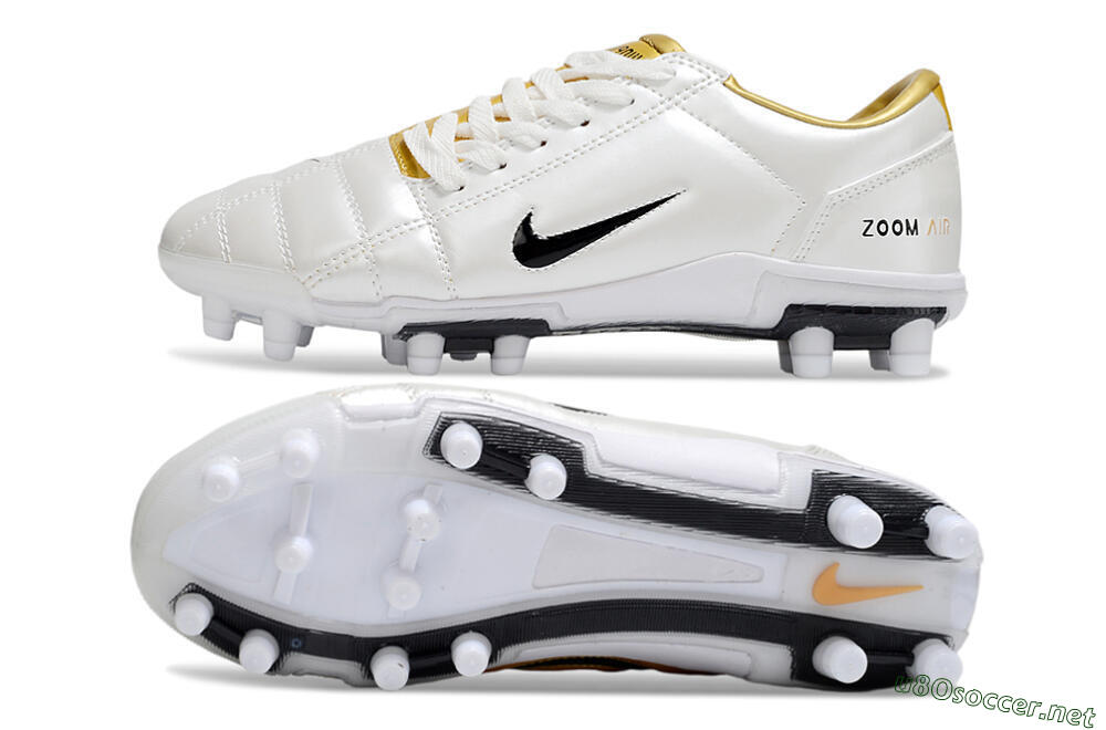 Unisex Nike Air Zoom Total 90 III FG Football Boots - White/Black/Gold 1