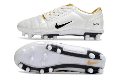 Unisex Nike Air Zoom Total 90 III FG Football Boots - White/Black/Gold