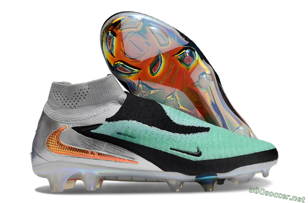 Unisex Nike Phantom 6 Elite High FG Football Boots - Jade/Black/Silver/Gold 2