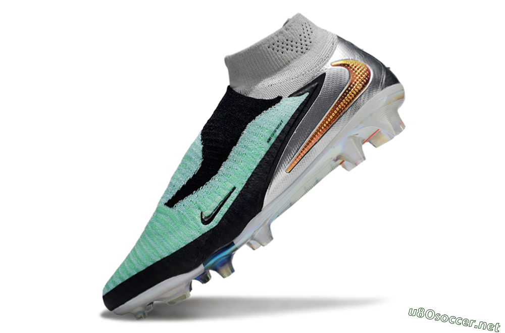 Unisex Nike Phantom 6 Elite High FG Football Boots - Jade/Black/Silver/Gold 5