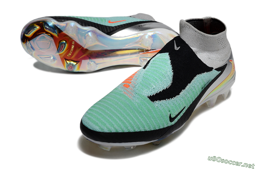 Unisex Nike Phantom 6 Elite High FG Football Boots - Jade/Black/Silver/Gold 3