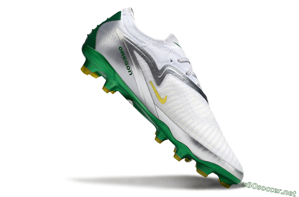 Men's Nike Phantom 6 Elite Low FG Football Boots - White/Silver/Green 4