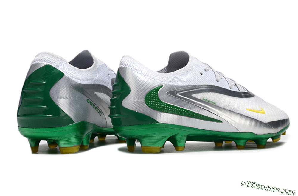 Men's Nike Phantom 6 Elite Low FG Football Boots - White/Silver/Green 6
