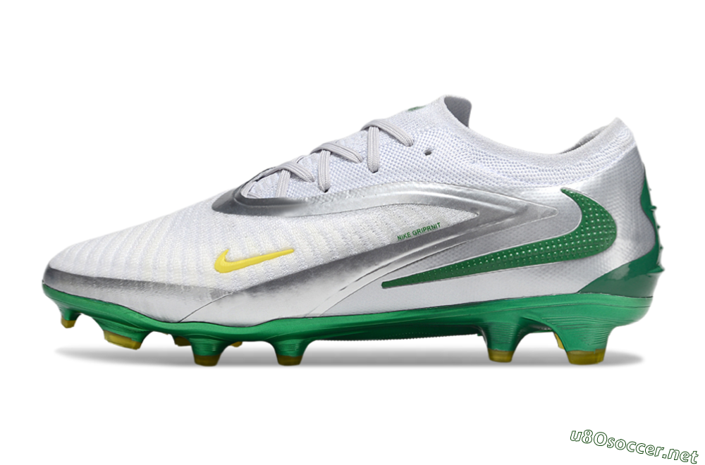 Men's Nike Phantom 6 Elite Low FG Football Boots - White/Silver/Green 0