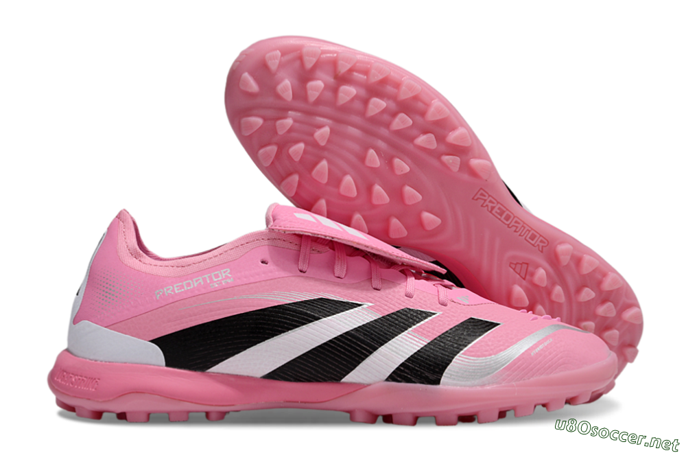Men's Adidas Predator 25 Elite Foldover Tongue TF Football Shoes - Pink/Silver/Black 2