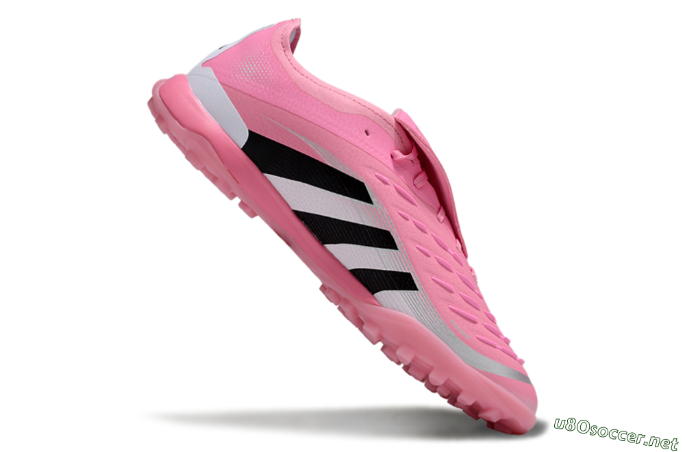 Men's Adidas Predator 25 Elite Foldover Tongue TF Football Shoes - Pink/Silver/Black 4